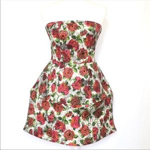 TOPSHOP Floral Strapless Wired Skirt Dress size 4